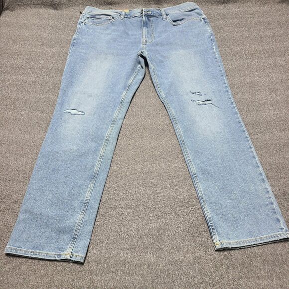 Goodfellow Jeans Mens 40x30 Blue Slim Fit Distressed Stretch Denim Light Wash - Picture 1 of 11
